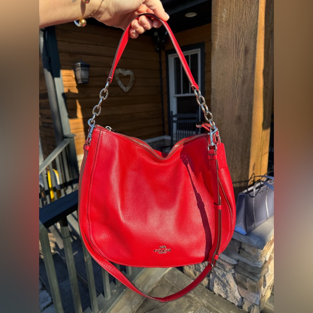 Coach Vibrant Red Leather Hobo Bag